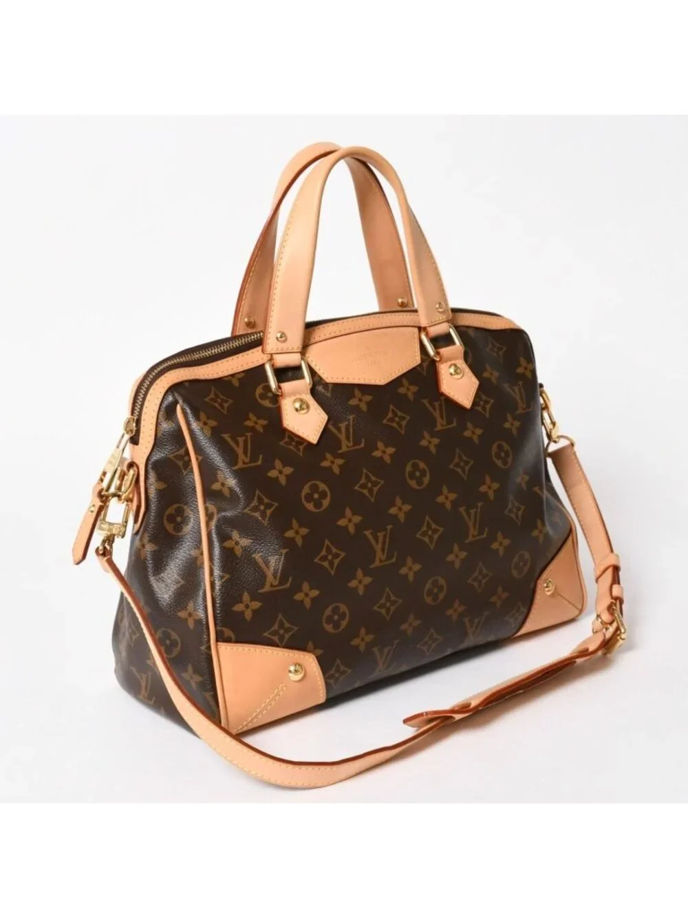 Louis Vuitton Retiro PM Monogram 2-Way Bag Brown Gold